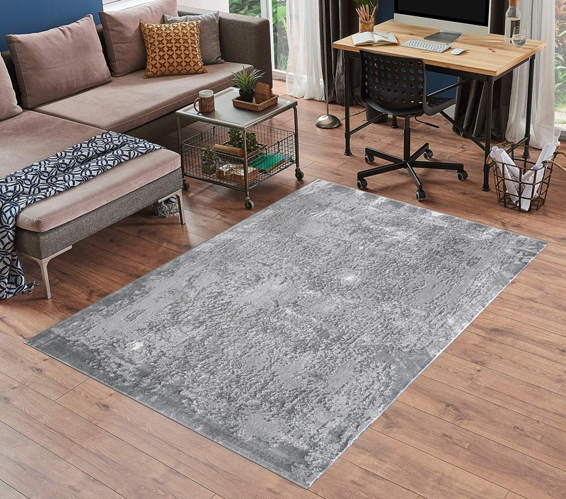 Serdim Rugs Serenity Modern Abstract Acrylic Contemporary Area Rugs, polyester, Grey, 200x290cm (6'7"x9'6")