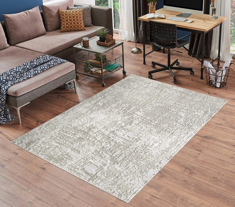 Serdim Rugs Serenity Modern Abstract Graffiti Contemporary Area Rugs, polyester, Stone, 160x230cm (5'3"x7'7")