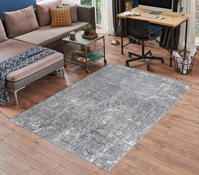Serdim Rugs Serenity Modern Abstract Graffiti Contemporary Area Rugs, polyester, Grey, 120x170cm (4'x5'6")