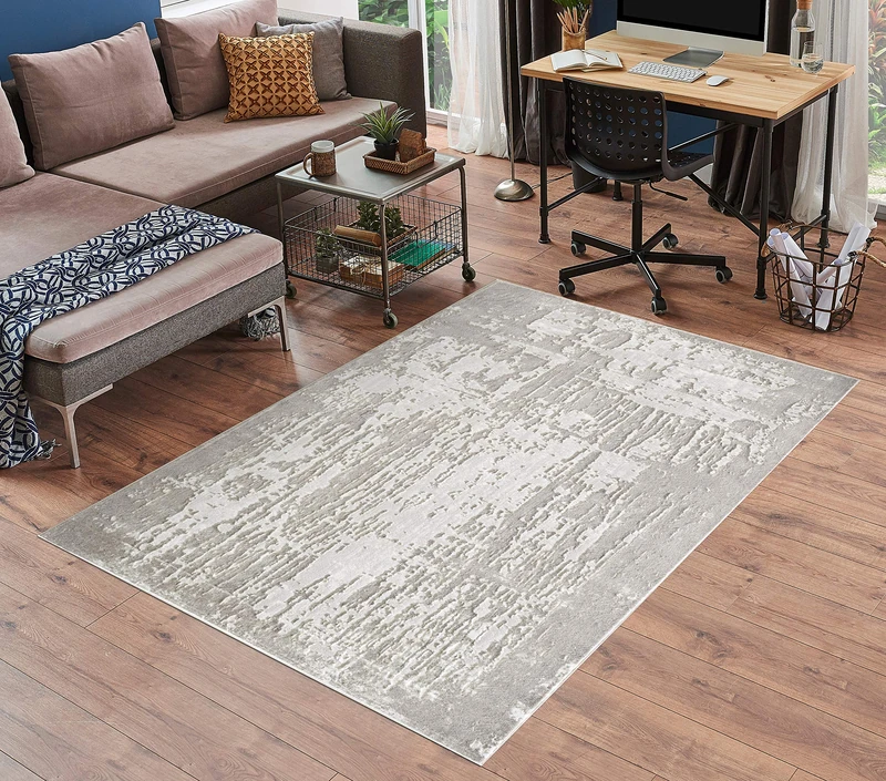 Serdim Rugs Serenity Modern Abstract Abrasion Contemporary Area Rugs, Stone, 120x170cm (4'x5'6")