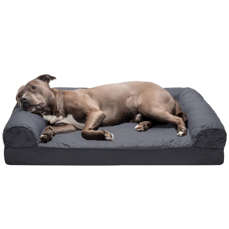 Furhaven Large Orthopedic Dog Bed Quilted Sofa-Style w/Removable Washable Cover - Iron Gray, Large