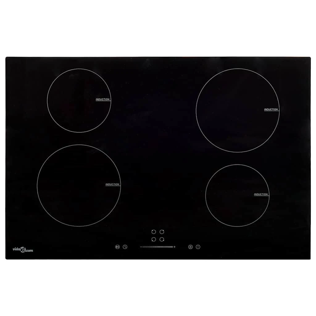 vidaXL Induction Hob with 4 Burners Touch Control Glass Electric Dining Cooker Built-in Domino Hob Kitchen Appliance Home 77 cm 7000 W