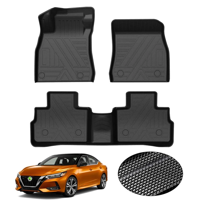 KUST Custom Fit Floor Mats for 2020-2024 Nissan Sentra Accessories All Weather Floor Mat Liners 1st & 2nd Row Liner Black Non-Slip