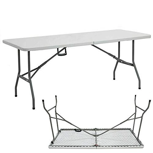 EFAN Folding Table 5ft Heavy Duty Camping Table Buffet Wedding Market Garden Party Car Boot Stall Picnic Trestle Indoor Outdoor Foldaway With Carry Handle