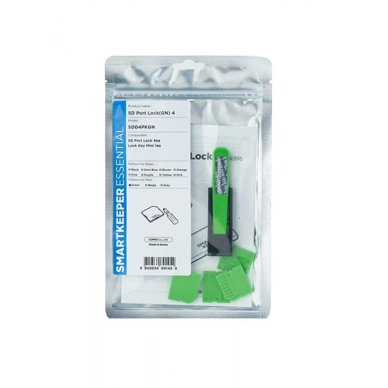 SmartKeeper Essential / 4 x SD Port Blockers + Key/Green - Image 1