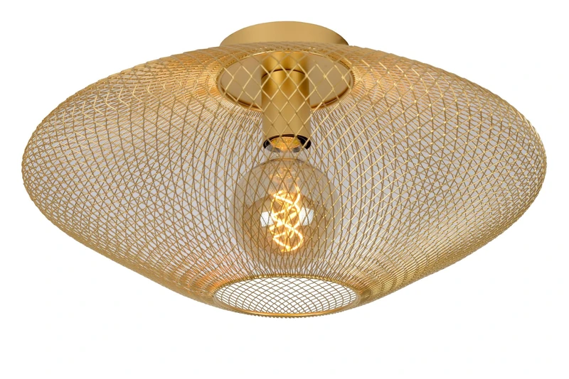 LUCIDE MESH - Flush Ceiling Light - Ø 45 cm - 1xE27 - Matt Gold/Brass - Image 1