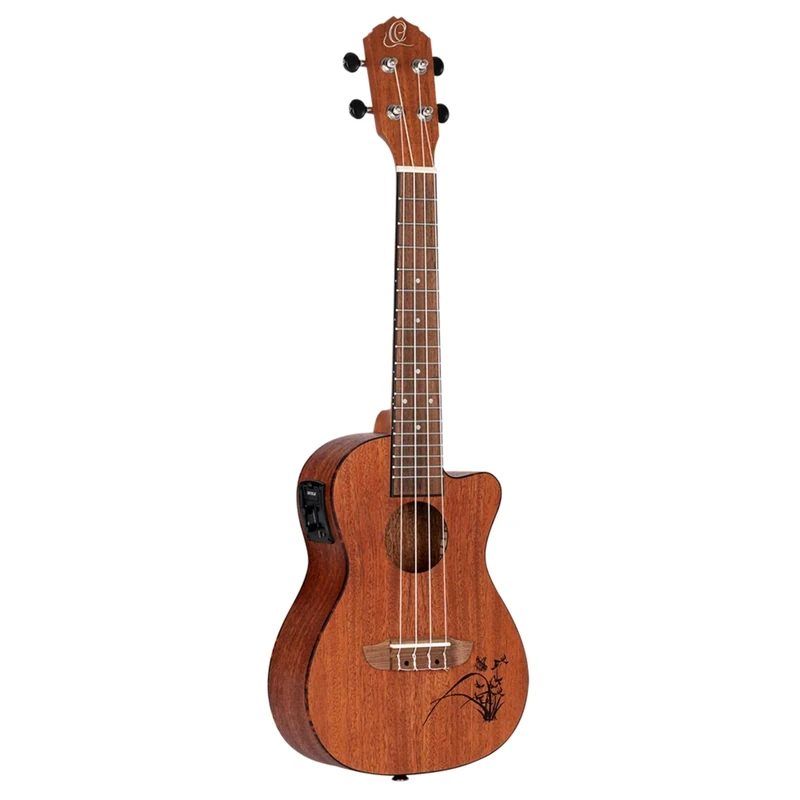 Ortega Guitars Concert Ukulele Electro-Acoustic – Bonfire Series – with Cutaway – Sapele, Natural (RU5MM-CE)