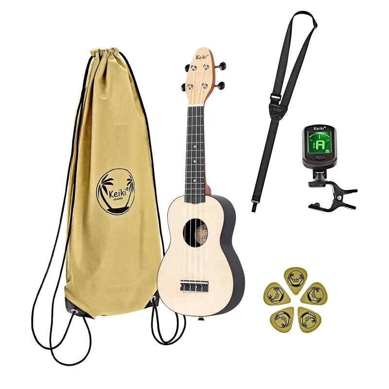 Ortega Guitars Soprano Ukulele Lefthanded – Acoustic – Keiki K2 Series – Including Accessories – Maple, ABS, Natural (K2-MAP-L)