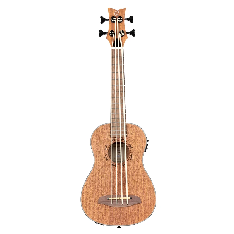 Ortega Guitars Bass Ukulele Left-Handed – Electro-Acoustic – Lizard Series – Including Gig Bag – Mahogany, Natural (LIZZY-BS-GB-L)
