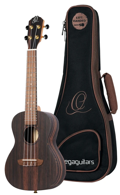 Ortega Guitars Concert Ukulele Lefthanded – Acoustic – Timber Series – Including Gigbag – Ebony, Natural (RUEB-CC-L)