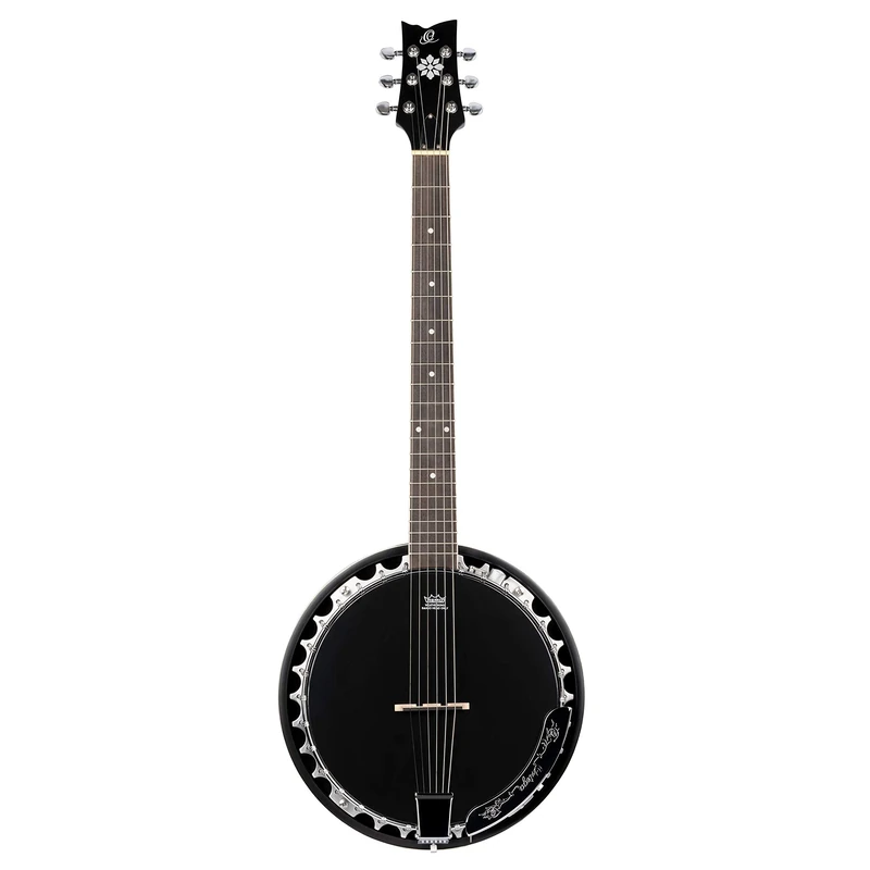 ORTEGA GUITARS Raven Series Banjo 6 String Lefty - Satin Black + Gig Bag (OBJE356-SBK-L)