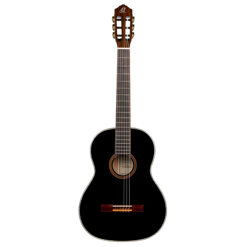 Ortega Guitars Classical Guitar Left-Handed – 4/4 – Family Series – Including Gig Bag – Spruce, Mahogany, Black (R221BK-L)