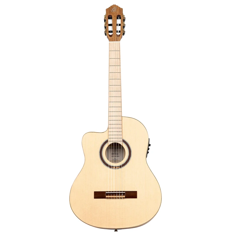 Ortega Guitars Classical Guitar Left-Handed – Electro-Acoustic, Slim Neck – Signature Series – Including Gig Bag – Solid Spruce / Spalted Maple, Natural (TZSM-3-L)