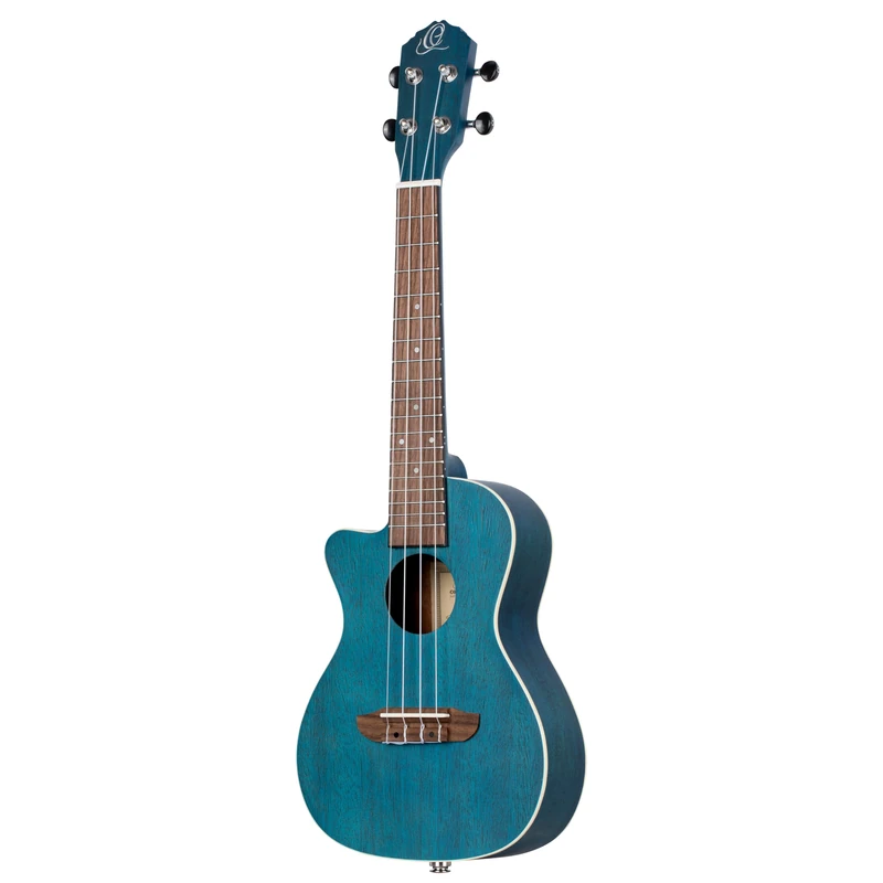 Ortega Guitars Concert Ukulele Lefthanded – Electro-Acoustic – Earth Series – with Cutaway – Okoume, Dark Blue (RUOCEAN-CE-L)