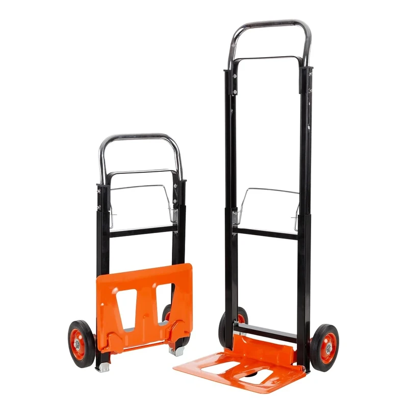 BLACK+DECKER BXWT-H305 Folding Sack Truck, Hand Trolley with 90 kg Load Capacity, Folding Transport Trolley, 42.5 x 38.8 x 97.5 cm, for Moving, Housework and Shopping, Steel/Aluminium, Black/Orange