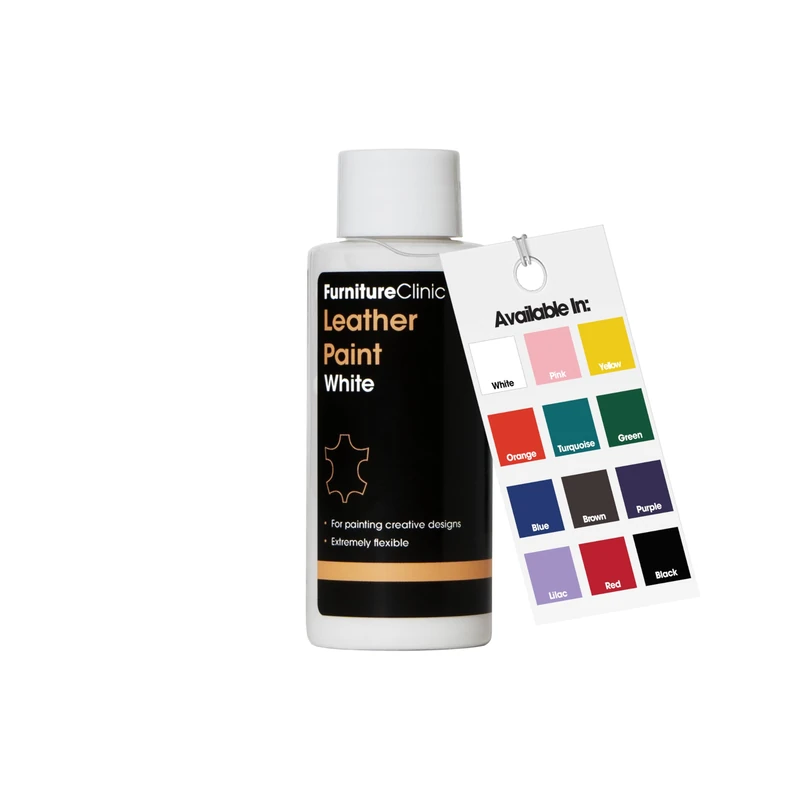 Furniture Clinic Leather Paint - for Painting All Leathers: Footwear, Handbags, Clothing, etc. Flexible and Durable (White, 50ml)