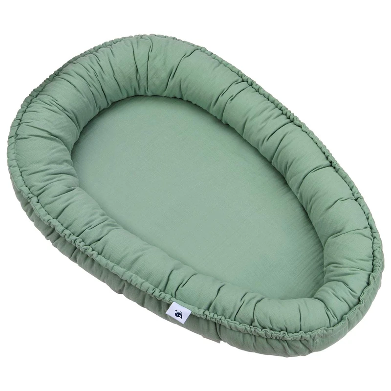 Julius Zöllner Nido Cuddly Nest | Lying Surface Approx. 60 x 35 cm | for Babies from Birth | 100% Cotton Muslin | Made in Germany | Oeko-Tex Standard 100 | Green