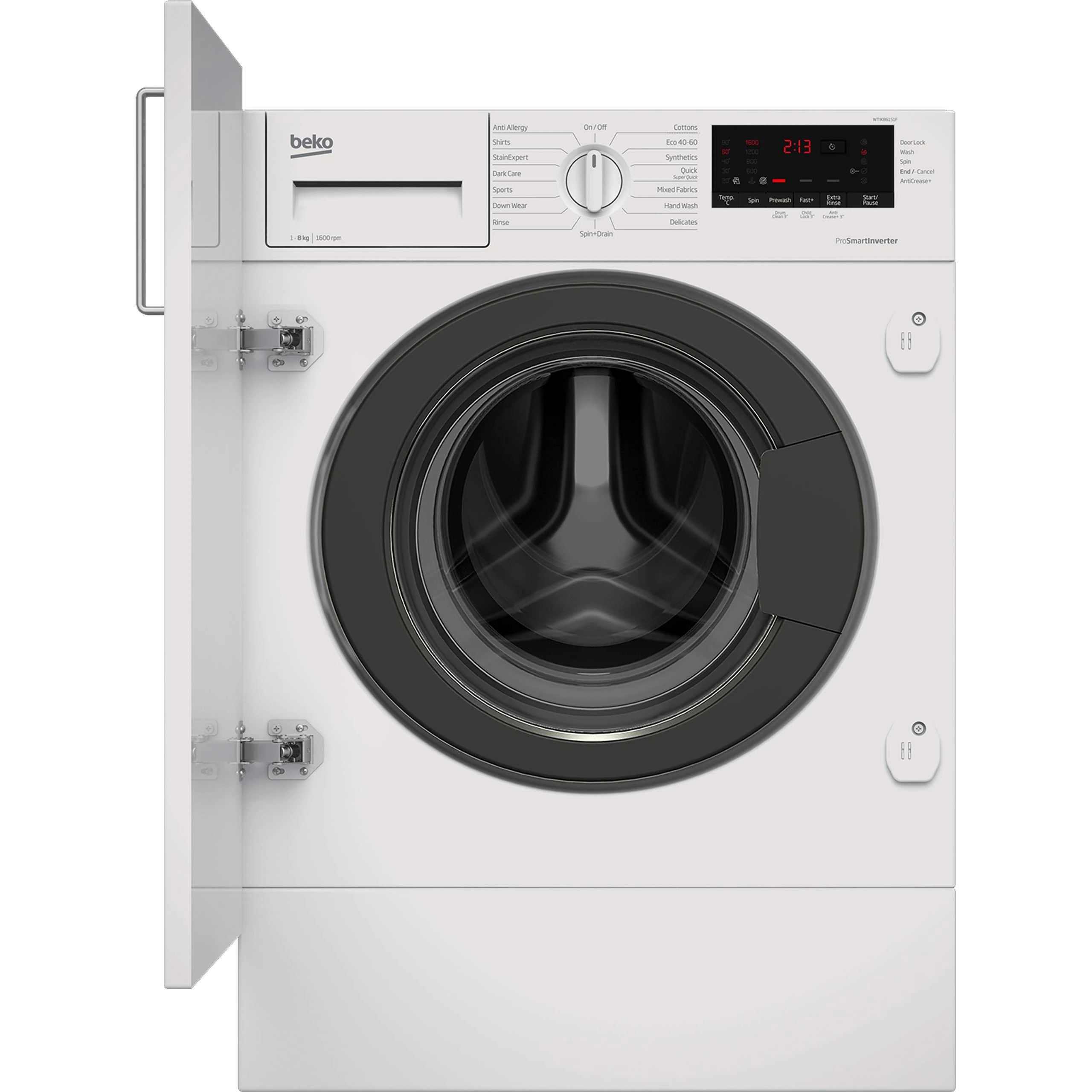 Beko RecycledTub® WTIK86151F Integrated 8kg Washing Machine with 1600 rpm - White - C Rated