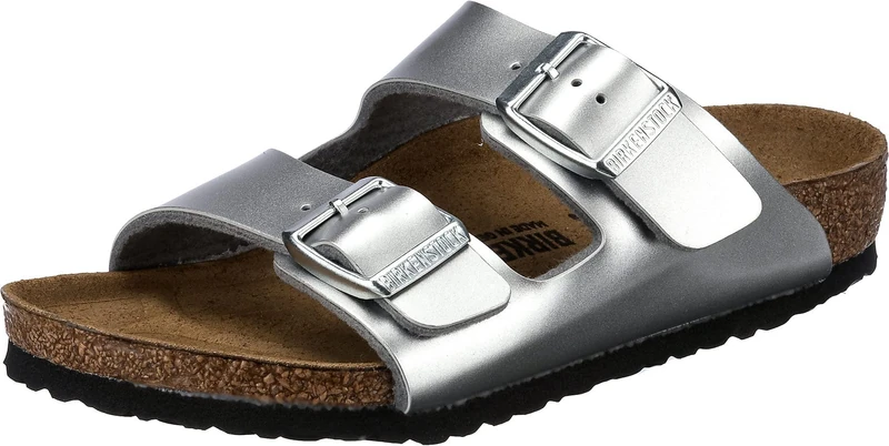 Birkenstock 1019400 Arizona Kids electric metallic silver, Birko Flor Men Silver UK 11