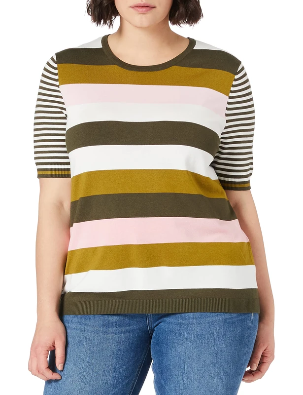 Gerry Weber Women's Pullover Sweater, Olive Poison Rose Patterned, 8 - Image 1