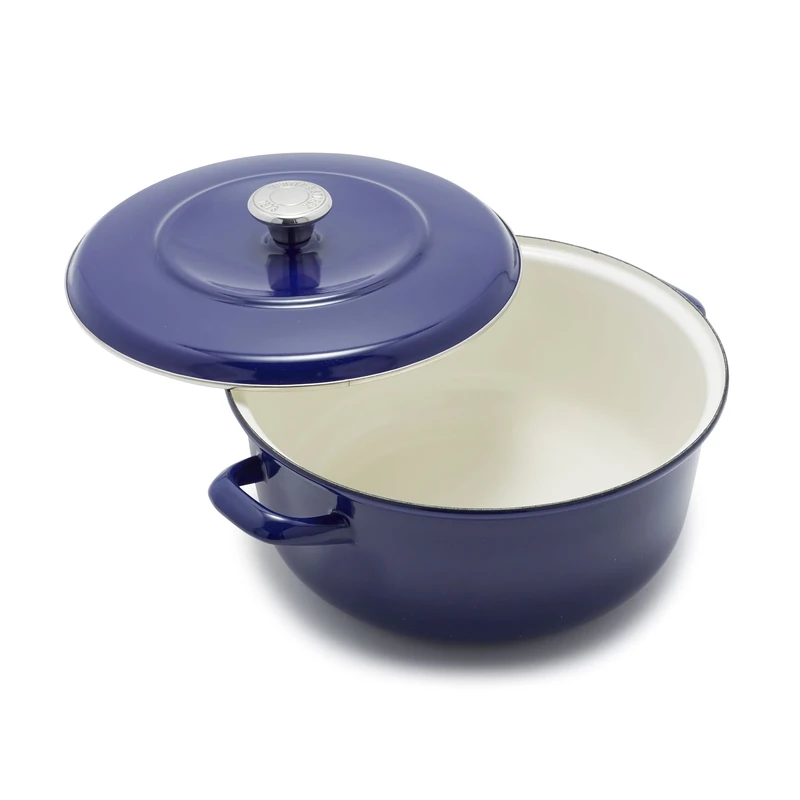 Merten & Storck German Enameled Iron, Round 26 cm/5 Litre Dutch Oven Pot with Lid, Induction, Cobalt Blue with Gradient