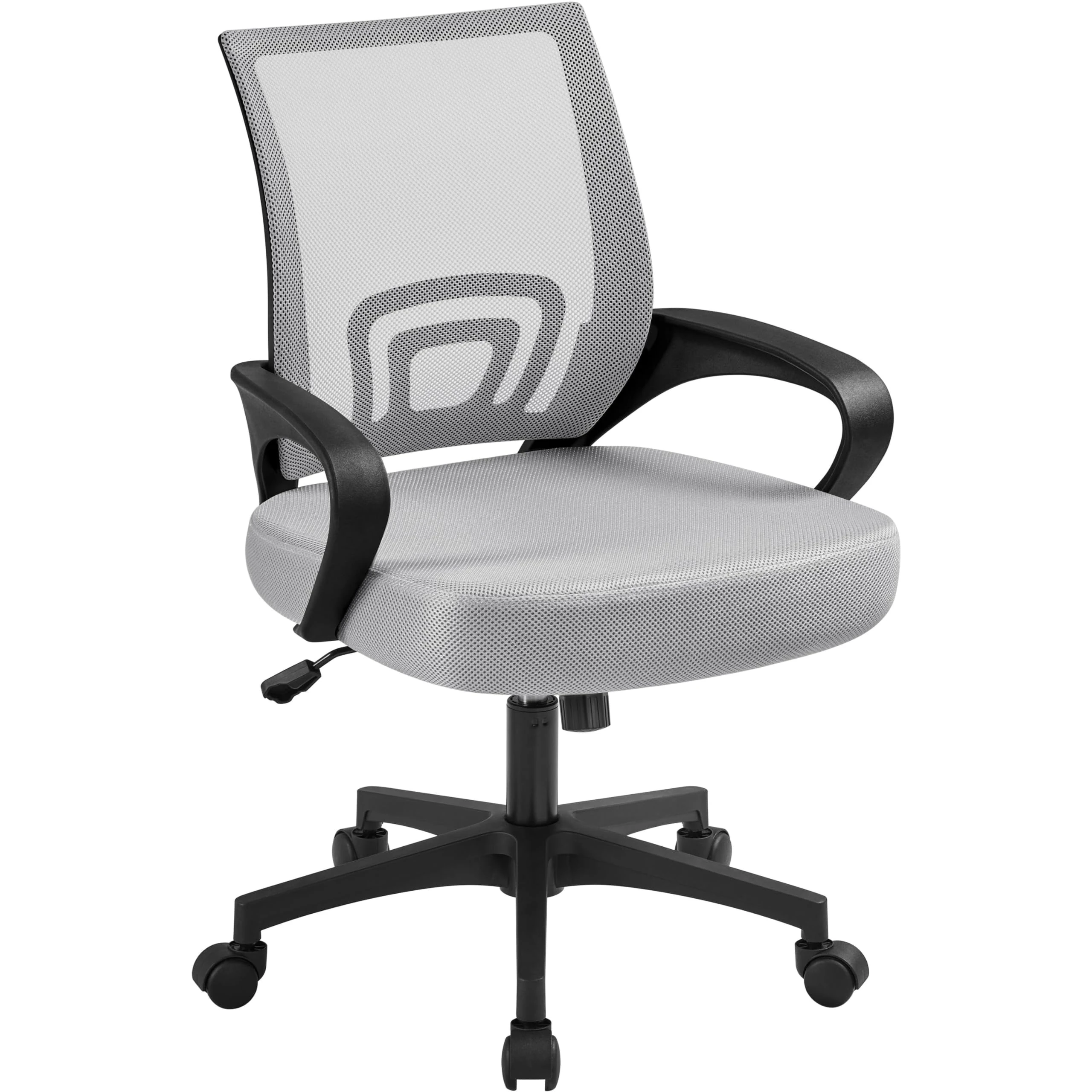 Yaheetech Modern Office Desk Chair Executive Office Chair with Mid-Back Height Adjustable Lumbar Support for Home Study Grey