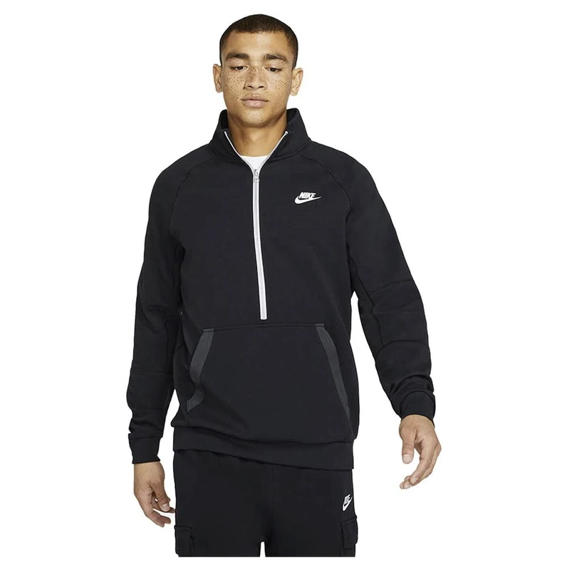 Nike CZ9876-010 M NSW Modern HZ FLC TOP SNL Sweatshirt Mens Black/dk Smoke Grey/ice Silver/(White) S