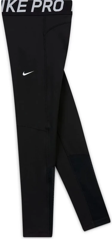 NIKE Girl's Nike Pro Leggings, Black White, L infant