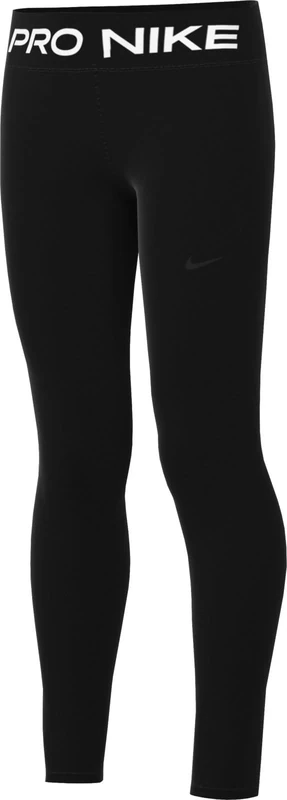 NIKE Girl's Nike Pro Leggings, Black, White, M