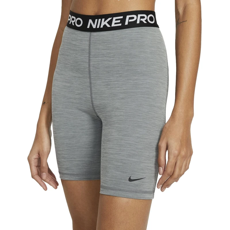 NIKE Women's W NP 365 Short 7IN HI Rise Pants, Smoke Gray/HTR/Black/Black, S