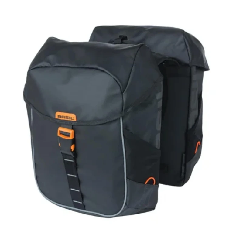 Basil Miles Double Bicycle Bag 34 Litres PVC Black/Orange