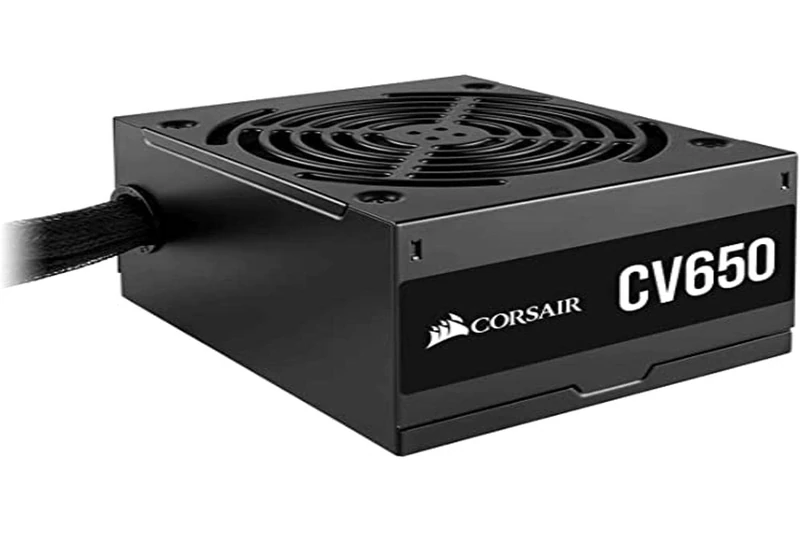Corsair CV650 80 PLUS Bronze Non-Modular ATX 650 Watt Power Supply (Uninterrupted Power Supply, Controlled 120 mm Fan, Compact Case, Black Jacket and Housing) EU - Black
