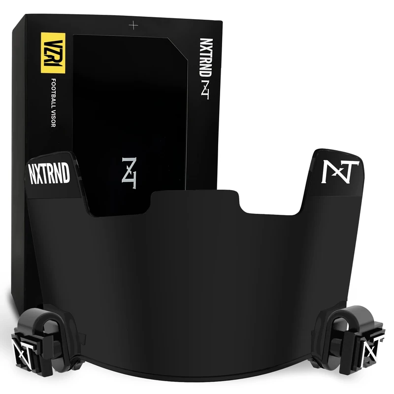 Nxtrnd VZR1 Tinted Football Visor, Professional Football Helmet Visor, Shield Fits Youth Football Helmets & Adult Football Helmets, Includes Visor Clips, Decal Pack, & Microfiber Bag (Black)