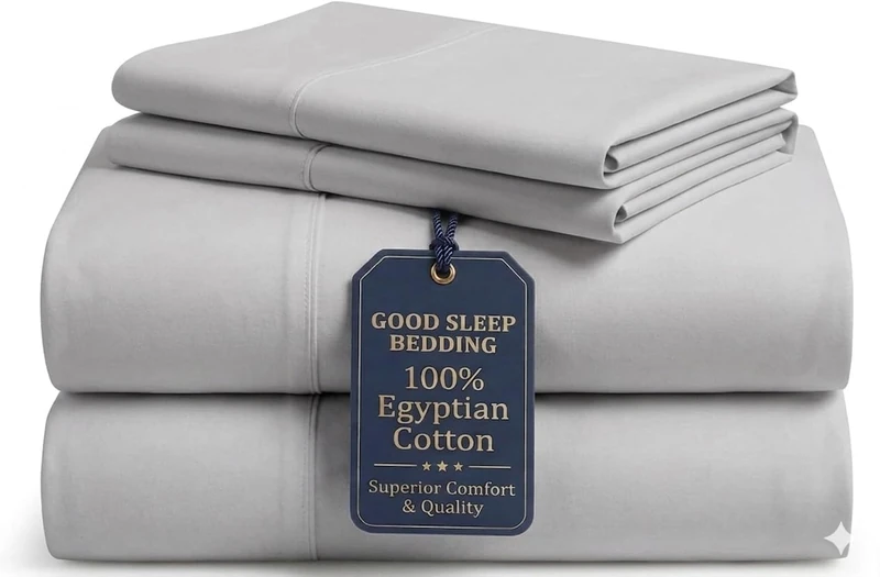 GoodSleep Company 1000 Thread Count Cotton Sheets: 100% Long Staple Egyptian BedSheets, Sateen Weave Twin: 4 Pc Sheet Set Light Gray