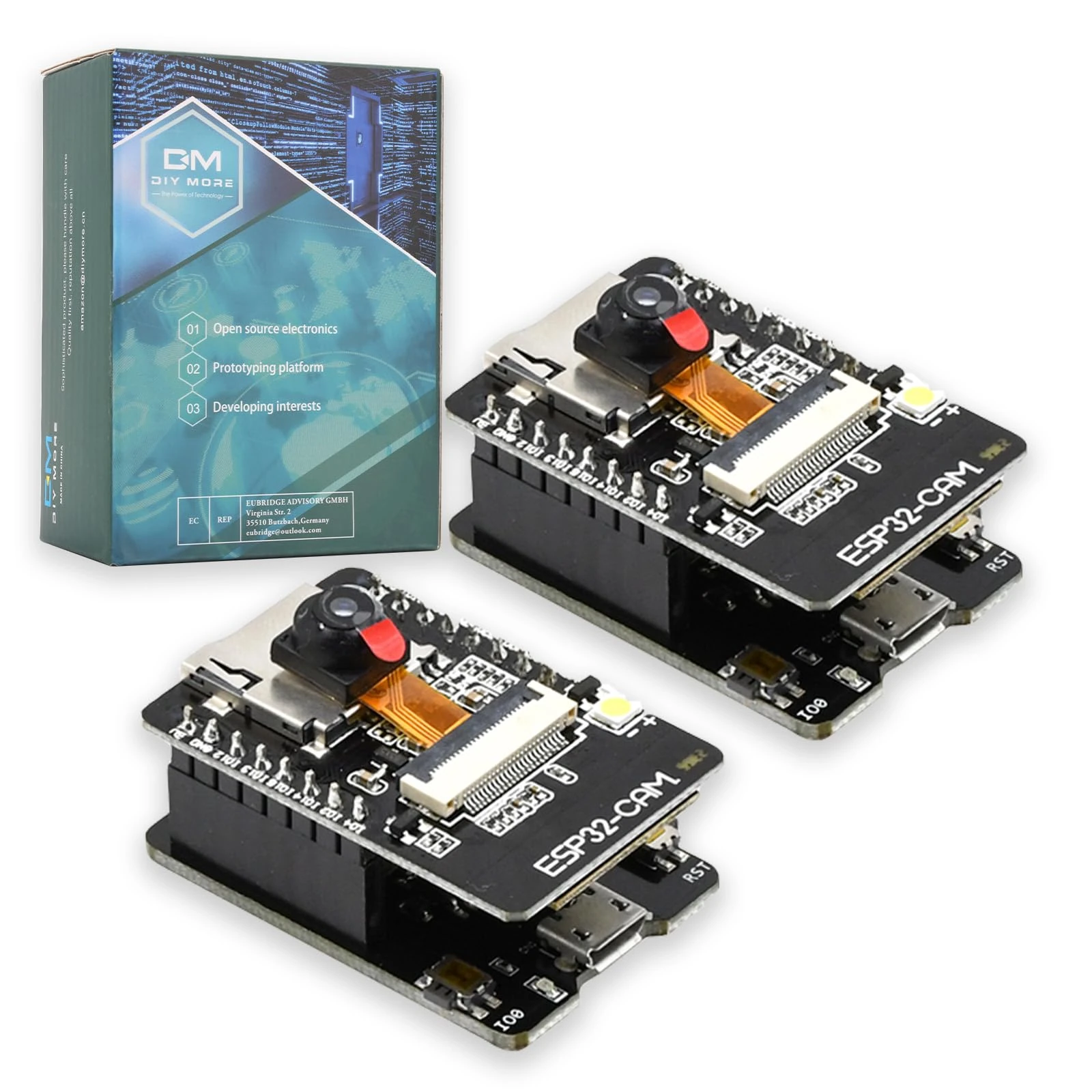 diymore 2pcs for ESP32-CAM-MB WiFi Bluetooth Development Board, for ESP32 Dual-core Wireless Development Board with 2640 Camera TF Card Module