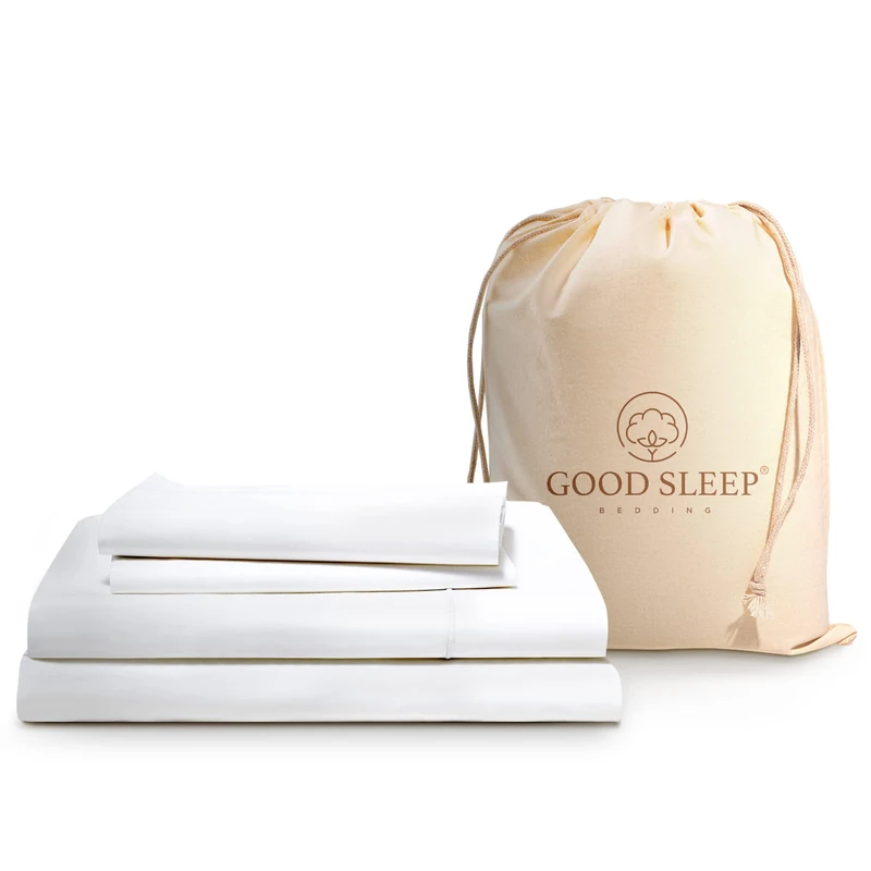GoodSleep Company 1000 Thread Count Cotton Sheets: 100% Long Staple Egyptian BedSheets, Sateen Weave Queen: 4 Pc Seet Set White
