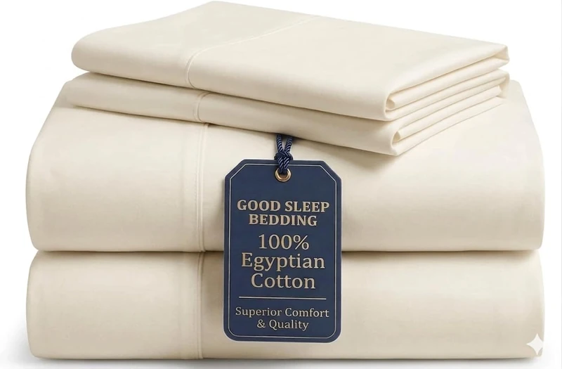 GoodSleep Company 1000 Thread Count Cotton Sheets: 100% Long Staple Egyptian BedSheets, Sateen Weave Full: 4 Pc Sheet Set Ivory