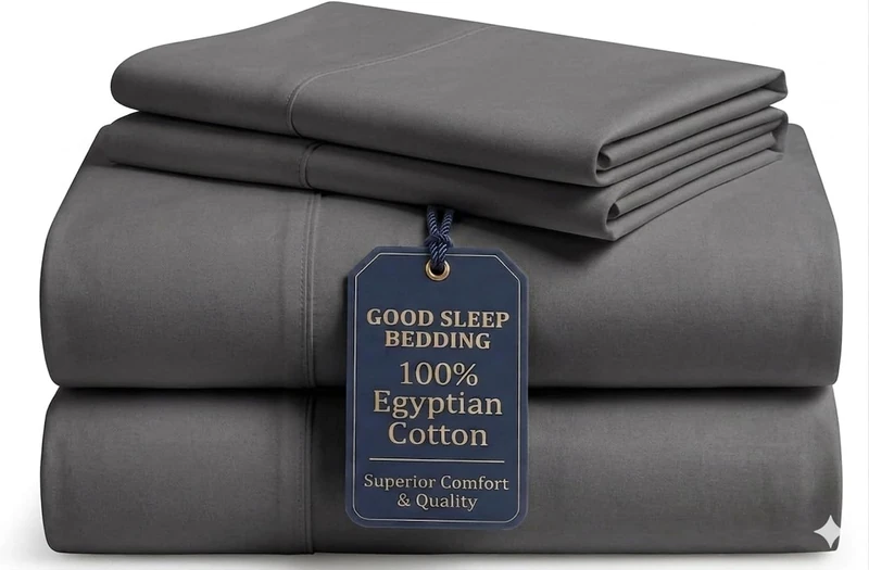 GoodSleep Company 1000 Thread Count Cotton Sheets: 100% Long Staple Egyptian BedSheets, Sateen Weave Queen: 4 Pc Seet Set Dark Gray