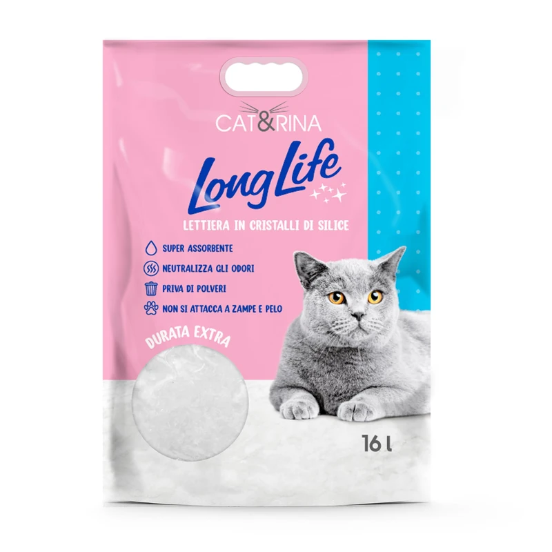 Record Cat&Rina Long Life Cat Litter Tray with Silica Crystals Super Absorbent Dust-free and Safe Sand Anti-Odour Classic 16L Maxi Size - Image 1