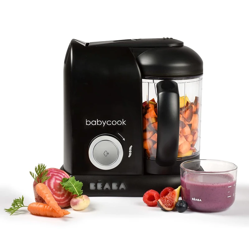 BEABA Babycook Solo - 4 in 1 Baby Food Maker: Processor, Blender, Cooker & Soft Steamer - Quick Food Diversification - Black Edition