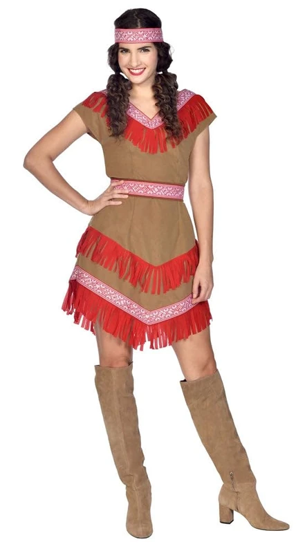 (PKT) (9910889) Adult Ladies Native American Dress Costume (UK 12-14)