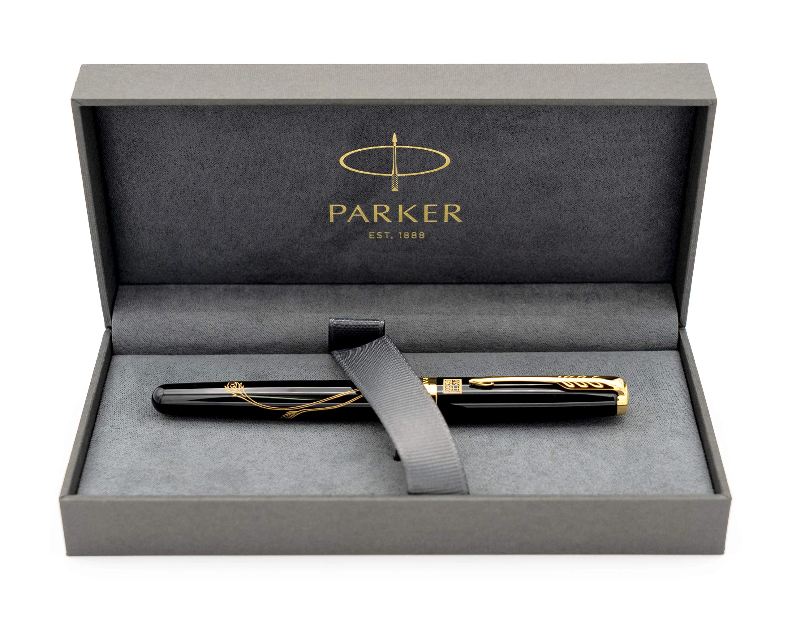 PARKER Sonnet Limited Edition Fountain Pen - Black Lacquer with Gold Trim - Chinese Phoenix Honour of Kings Edition - Solid 18k Gold Fine Nib - Made in France