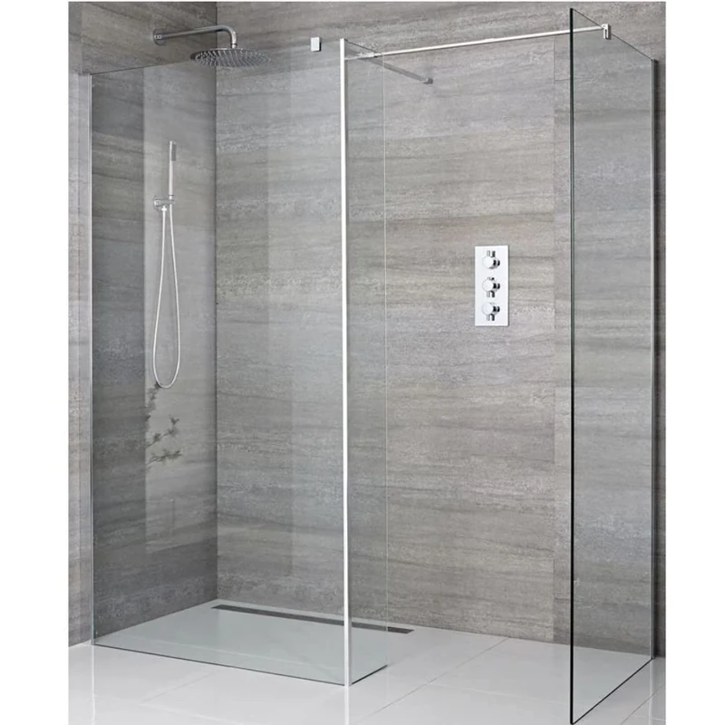 Milano Portland Chrome Corner Shower Enclosure 1000mm 800mm Screens Square Tile Drain