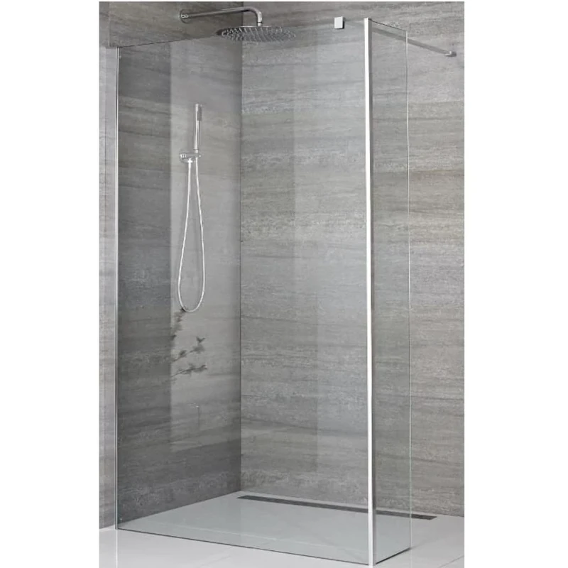 Milano Portland Chrome Shower Enclosure Return Panel 400mm Tile Insert Drain - 800mm