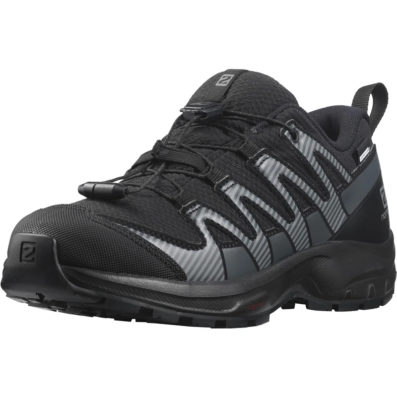 Salomon XA Pro V8 Climasalomon Waterproof Kids Outdoor Shoes, Precise fit, All-terrain grip, and Sporty look, Black, 13-K