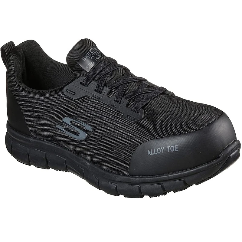 Skechers Women's Sure Track Jixie Sneaker, Black Textile/Synthetic, 5.5 UK