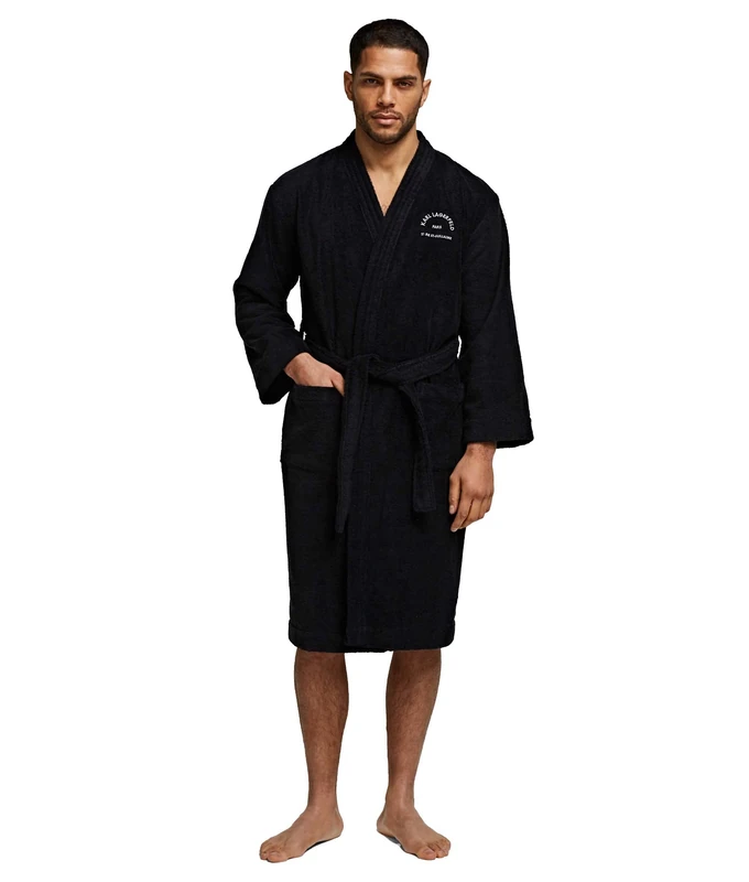 KARL LAGERFELD Men's Rue St-Guillaume Bathrobe (Unisex) Black XS