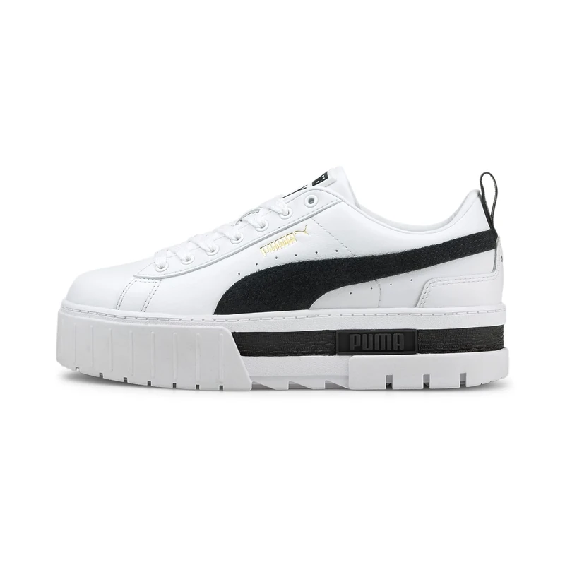 PUMA Women's Mayze Lth Wn's Sneaker, Puma White Puma Black, 4.5 UK
