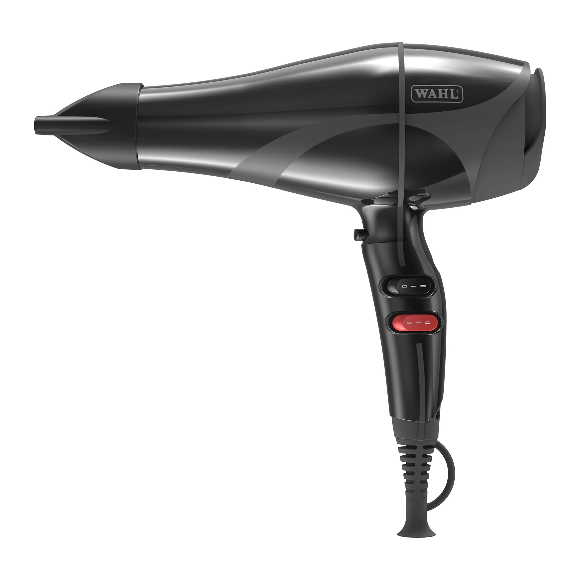Wahl Pro Keratin Dryer - Black, 2200 Watt, Ionic Reduces Static and Frizz, Keratin Infused tourmaline Coated Grille, 3 Heat and 2 Speed Settings, Concentrator and Wide Nozzles