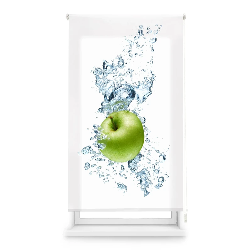 Blindecor Digital Kitchen | Translucent Roller Blind with Digital Print | WaterApple | 90 x 180 cm (W x H) Fabric Size 87 x 175 cm | Window Blinds